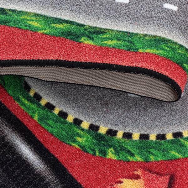 Tapis enfant Play course automobile Polypropylène / Polyamide - Rouge - 80 x 120 cm