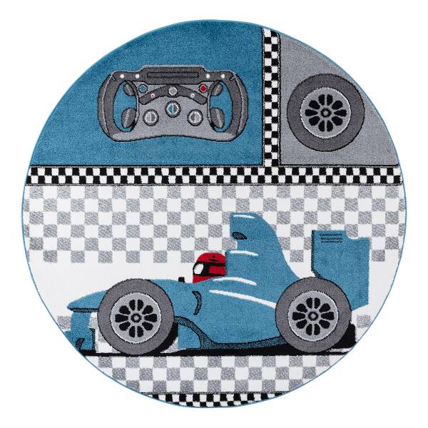 Tappeto Kids pilota rotondo Poliestere / Polipropilene - Blu - Diametro: 120 cm