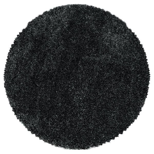 Tapis à poils longs Fluffy rond Polypropylène / Polyester - Anthracite - Diamètre : 160 cm