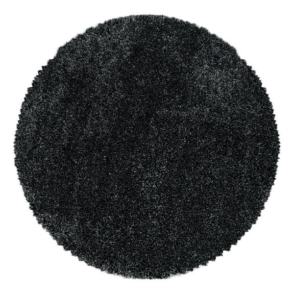 Hoogpolig vloerkleed Fluffy rond polypropeen/polyester - antracietkleurig - Diameter: 200 cm