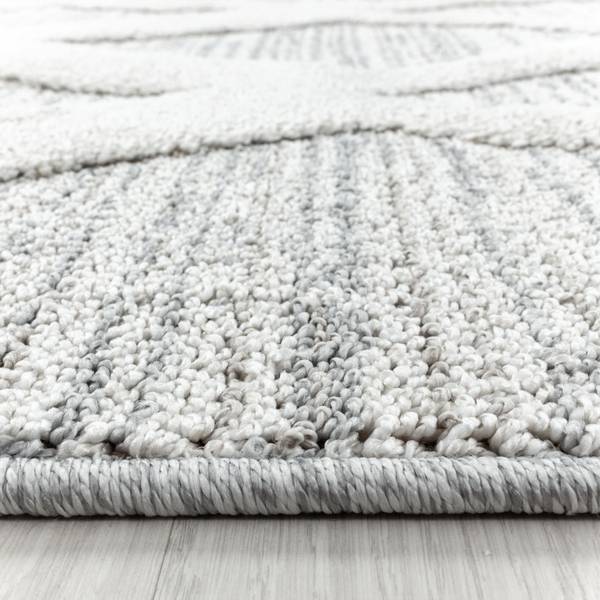 Tapis à poils longs rond Pisa - Type F Polypropylène / Polyester - Gris - Diamètre : 80 cm