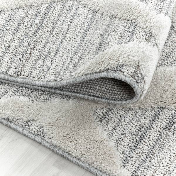 Tapis à poils longs rond Pisa - Type F Polypropylène / Polyester - Gris - Diamètre : 80 cm