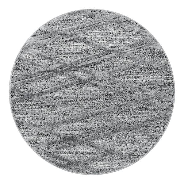 Tappeto a pelo lungo rotondo Pisa G Polipropilene / Poliestere - Grigio - Diametro: 80 cm