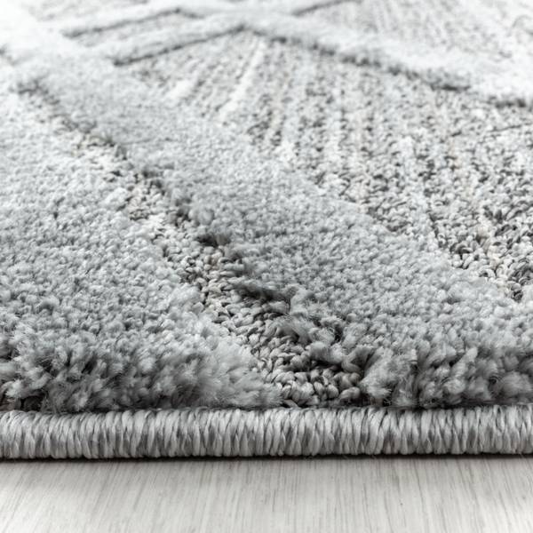 Tappeto a pelo lungo rotondo Pisa G Polipropilene / Poliestere - Grigio - Diametro: 80 cm