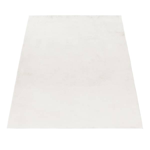 Tappeto a pelo corto Pouffy poliestere - Bianco crema - 140 x 200 cm