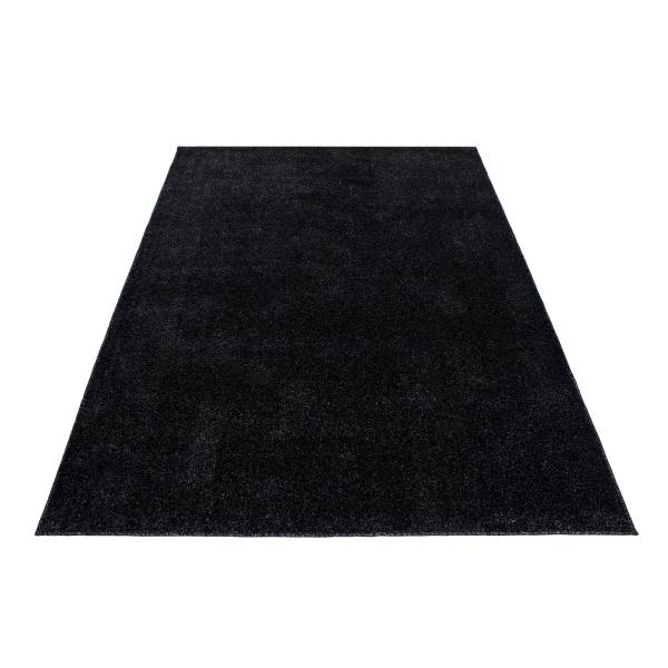 Kurzflorteppich Ata Polypropylene / Polyester - Anthrazit - 80 x 150 cm