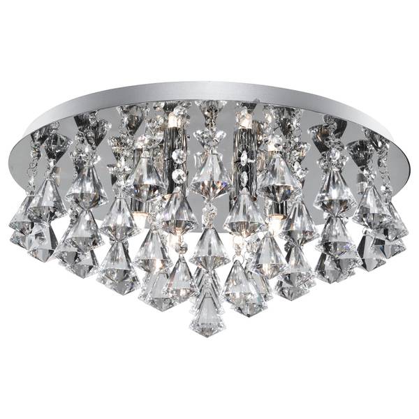 Plafondlamp Hanna zilver - aluminium - staal - kristalglas - 55 x 21 x 55 cm