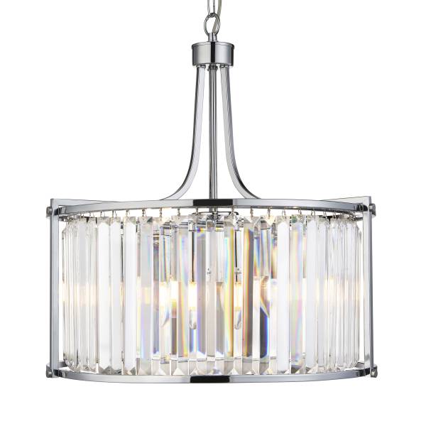 Lampada a sospensione Victoria Argento - Acciaio - Vetro trasparente - 50 x 50 x 50 cm