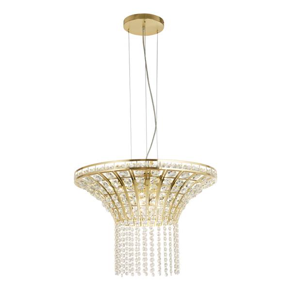Hanglamp Gemma messing - staal - kristalglas - 60 x 41 x 60 cm