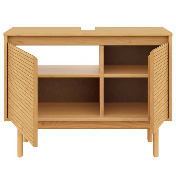 Massiver Waschbeckenunterschrank CAVA Pinie massiv - Pinie Natur