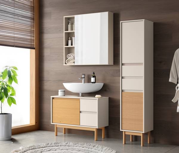 Waschbeckenunterschrank STADY Pinie massiv - Beige