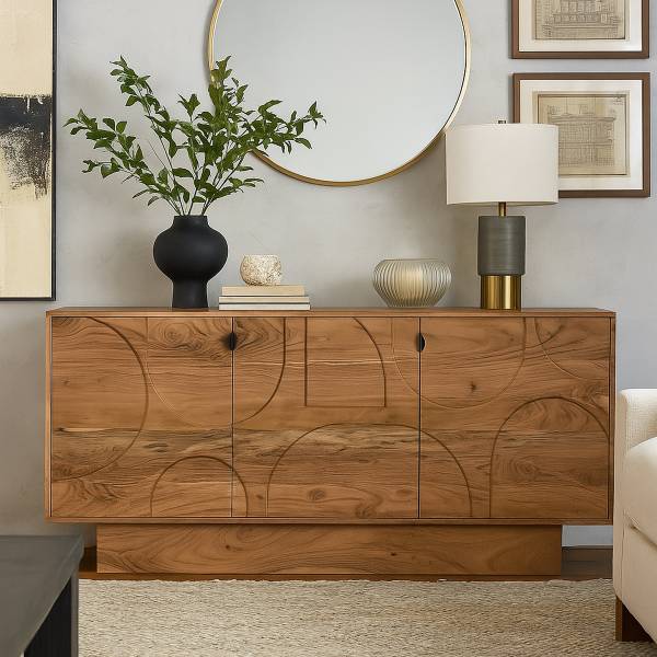 Madia in legno massello Stamped Sam Marrone - Legno - Acacia - 160 x 75 x 40 cm
