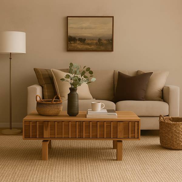 Tavolino in legno massello Tanamur Marrone - Acacia - 110 x 40 x 60 cm