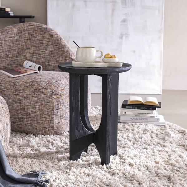 Tavolino in legno massello Unique Nero - Pino - Altezza: 55 cm