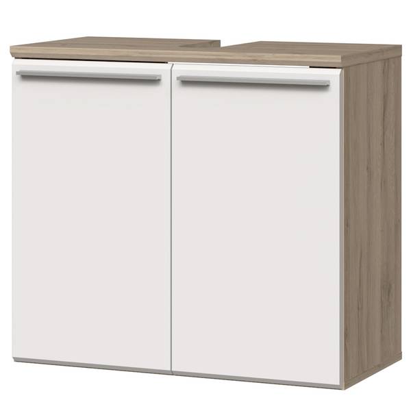 Meuble sous-vasque Pudsey Imitation chêne bianco / Blanc