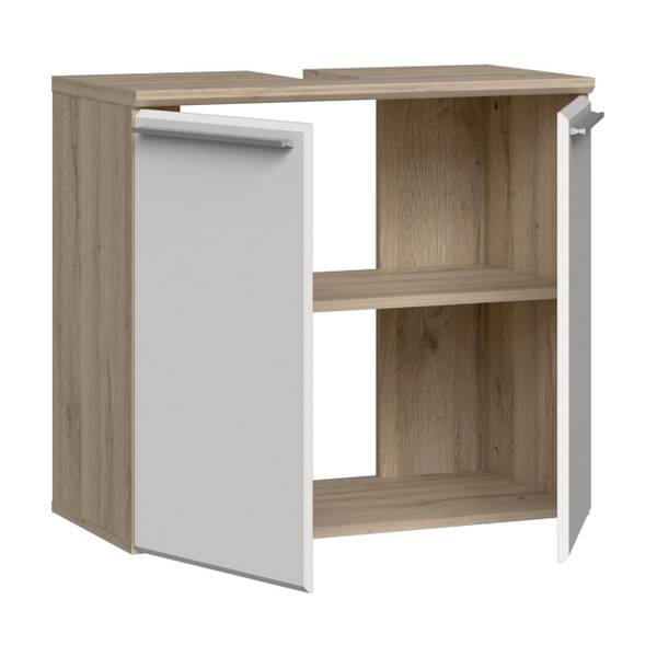 Meuble sous-vasque Pudsey Imitation chêne bianco / Blanc