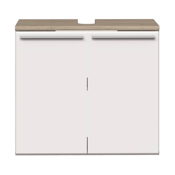 Meuble sous-vasque Pudsey Imitation chêne bianco / Blanc