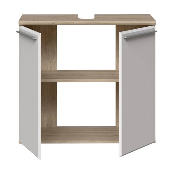 Meuble sous-vasque Pudsey Imitation chêne bianco / Blanc