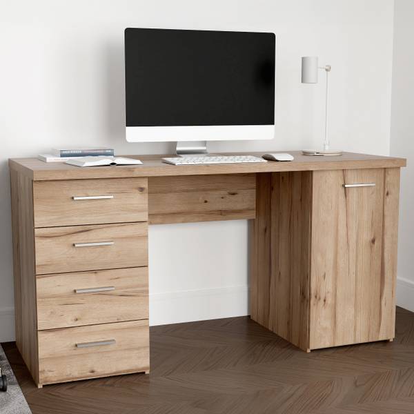 Scrivania Hegman - Larga 145 cm Effetto plancia quercia