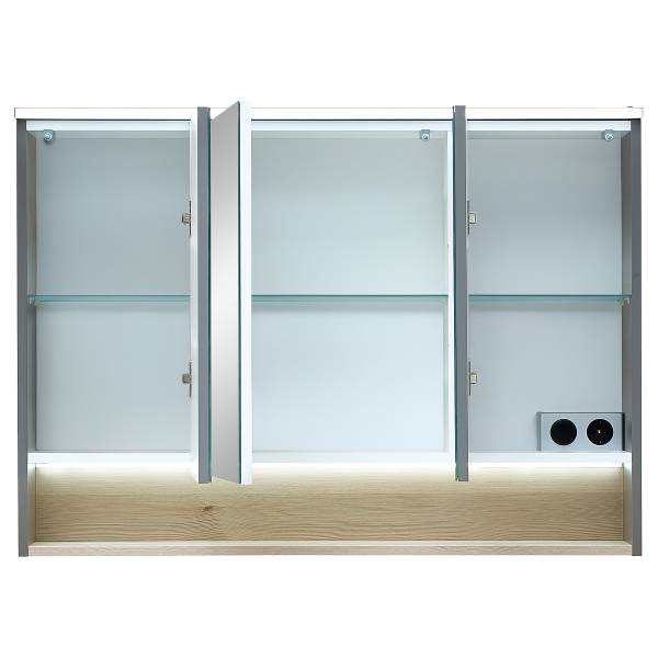 Spiegelschrank Quickset 394 Pinie Dekor / Quarzgrau - Breite: 100 cm