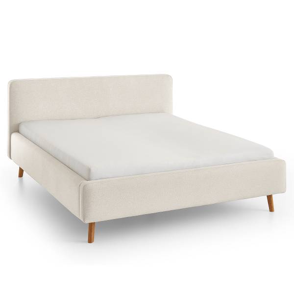 Polsterbett MATTIS Flachgewebe Norana: Creme - 180 x 200cm - Mit Lattenrost