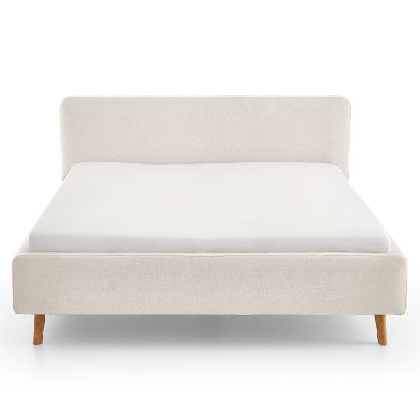 Polsterbett MATTIS Flachgewebe Norana: Creme - 180 x 200cm - Mit Lattenrost