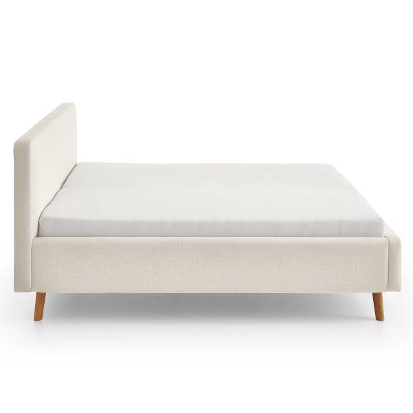 Polsterbett MATTIS Flachgewebe Norana: Creme - 180 x 200cm - Mit Lattenrost