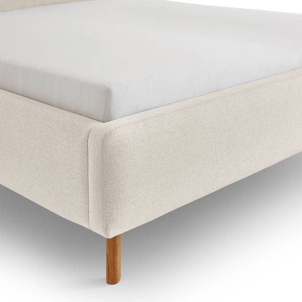 Polsterbett MATTIS Flachgewebe Norana: Creme - 180 x 200cm - Mit Lattenrost