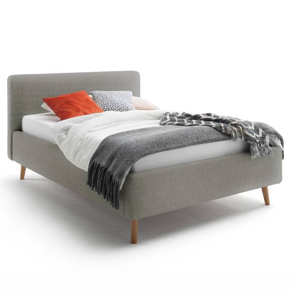 Polsterbett Mattis Webstoff Hevi: Grau - 120 x 200cm - Ohne Lattenrost