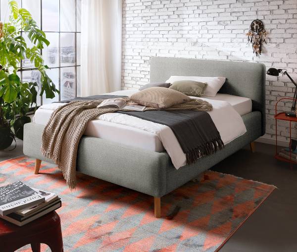 Polsterbett Mattis Webstoff Hevi: Grau - 120 x 200cm - Ohne Lattenrost