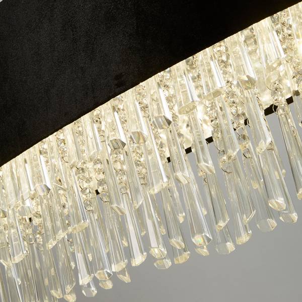 Pendelleuchte Glamour Schwarz - Samt - Stahl - Kristallglas - Polycarbonat - 26 x 32 x 100 cm