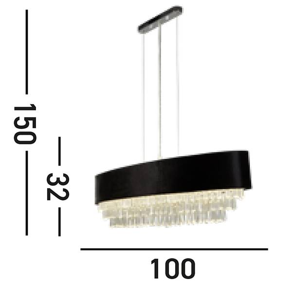 Pendelleuchte Glamour Schwarz - Samt - Stahl - Kristallglas - Polycarbonat - 26 x 32 x 100 cm