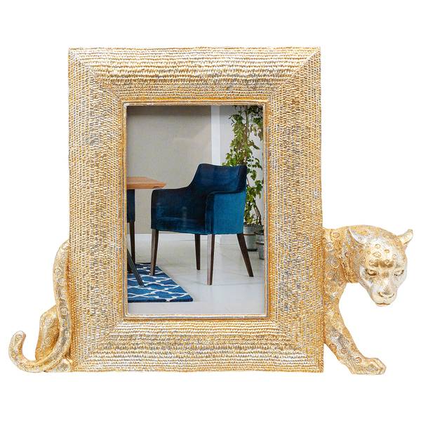 Fotolijstje Leopard type B goud - transparant glas - polyresin - 28 x 23 x 4.5 cm