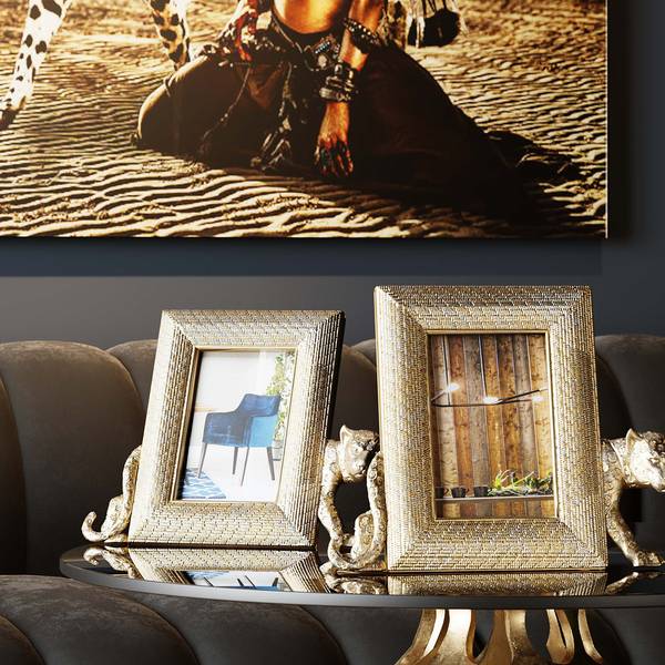 Fotolijstje Leopard type B goud - transparant glas - polyresin - 28 x 23 x 4.5 cm