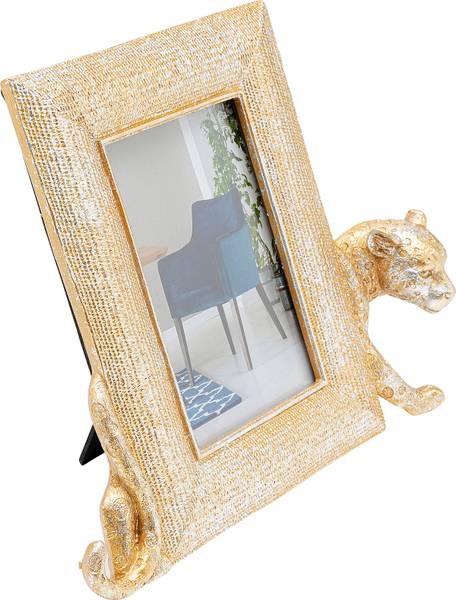 Fotolijstje Leopard type B goud - transparant glas - polyresin - 28 x 23 x 4.5 cm