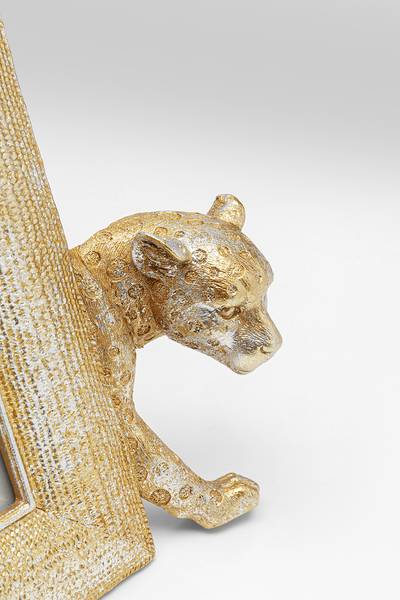 Fotolijstje Leopard type B goud - transparant glas - polyresin - 28 x 23 x 4.5 cm