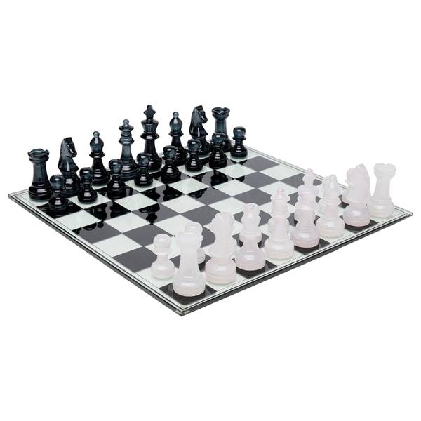 Schachspiel Transparent Durchsichtig - Sicherheitsglas - Polyresin - 60 x 13 x 60 cm