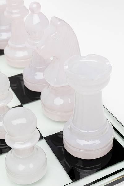 Schachspiel Transparent Durchsichtig - Sicherheitsglas - Polyresin - 60 x 13 x 60 cm
