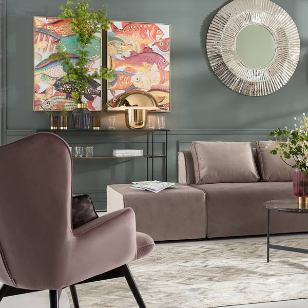 Leinwandbild Fish Meeting Typ B Multicolor - Baumwollstoff - Kaltschaum - 75 x 100 x 3.5 cm