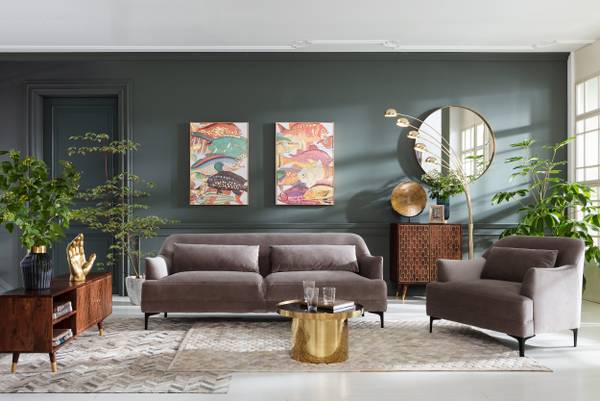 Leinwandbild Fish Meeting Typ B Multicolor - Baumwollstoff - Kaltschaum - 75 x 100 x 3.5 cm