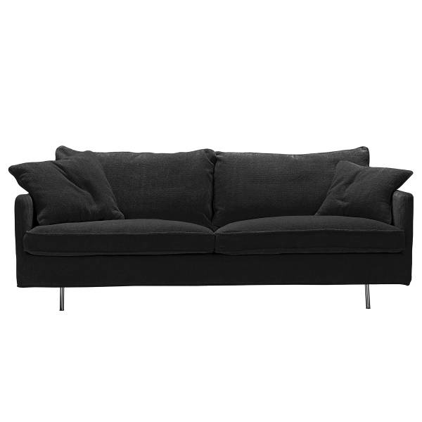 3-Sitzer Sofa AILLY mit Chromfüßen Chenille Skady: Anthrazit - Breite: 216 cm