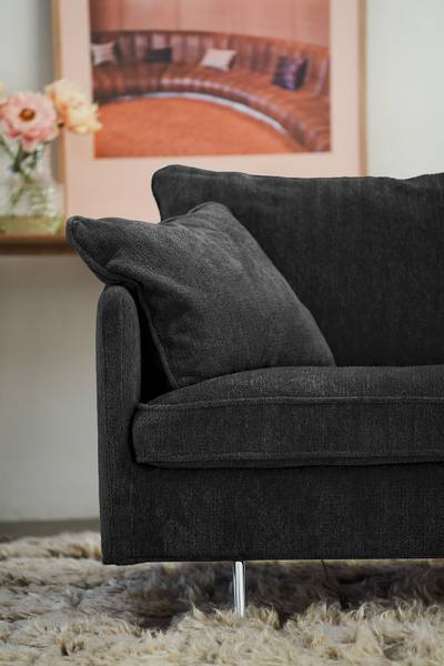 3-Sitzer Sofa AILLY mit Chromfüßen Chenille Skady: Anthrazit - Breite: 216 cm
