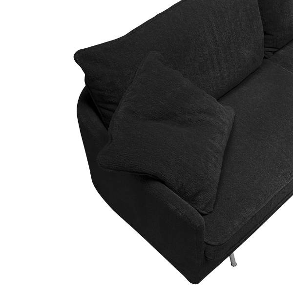3-Sitzer Sofa AILLY mit Chromfüßen Chenille Skady: Anthrazit - Breite: 216 cm
