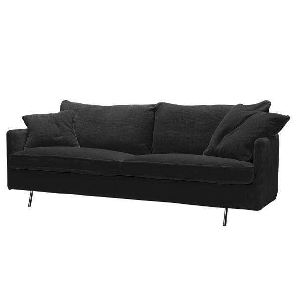 3-Sitzer Sofa AILLY mit Chromfüßen Chenille Skady: Anthrazit - Breite: 216 cm