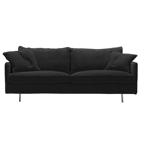 3-Sitzer Sofa AILLY mit Chromfüßen Chenille Skady: Anthrazit - Breite: 216 cm