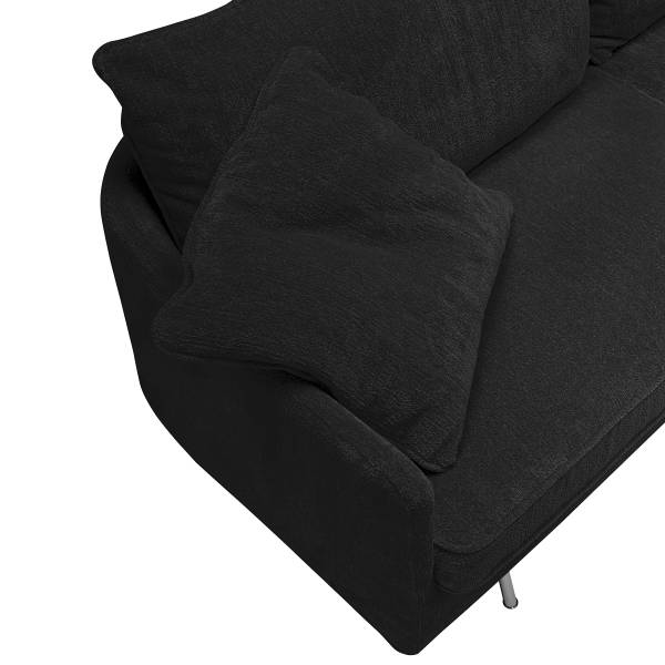 3-Sitzer Sofa AILLY mit Chromfüßen Chenille Skady: Anthrazit - Breite: 216 cm