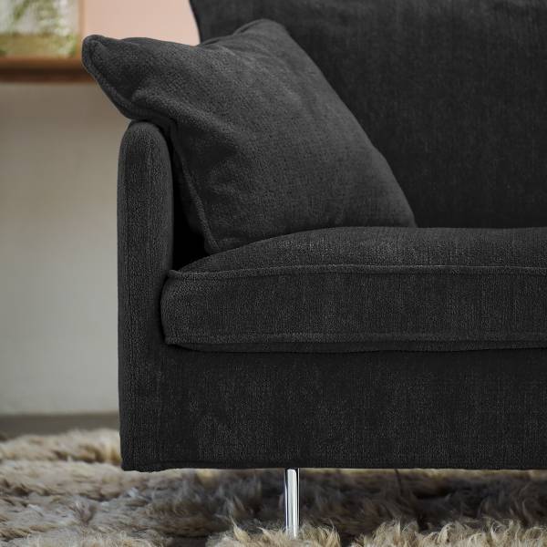 3-Sitzer Sofa AILLY mit Chromfüßen Chenille Skady: Anthrazit - Breite: 216 cm