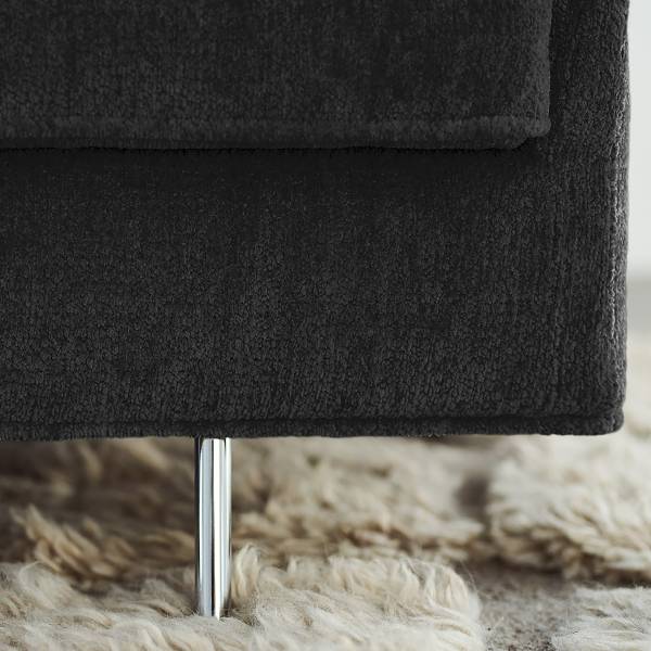 3-Sitzer Sofa AILLY mit Chromfüßen Chenille Skady: Anthrazit - Breite: 216 cm