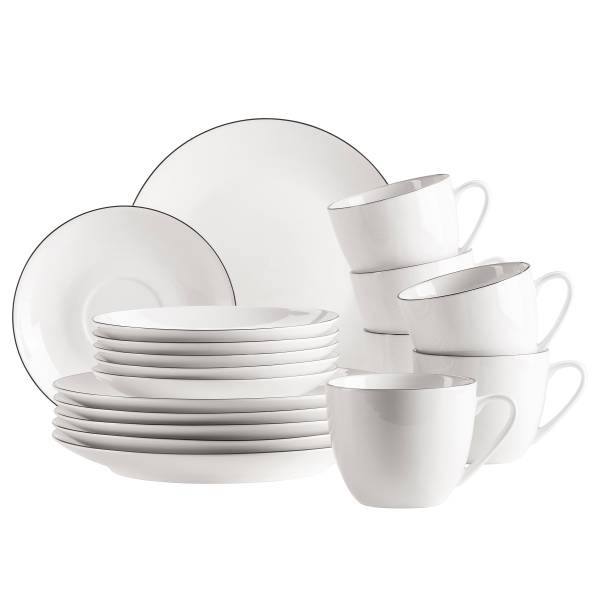 Kaffeeservice Felise 18-teilig Porzellan - Weiß - Weiß