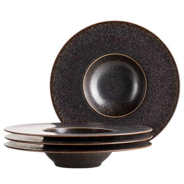 Gourmetteller Powerful 4-teilig Porzellan - Braun